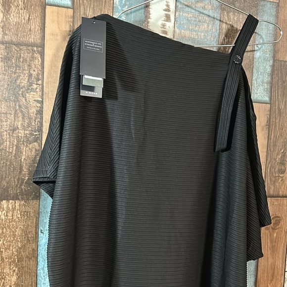 S. Deer large black one shoulder button strap fancy stretchy dress - Picture 5 of 16